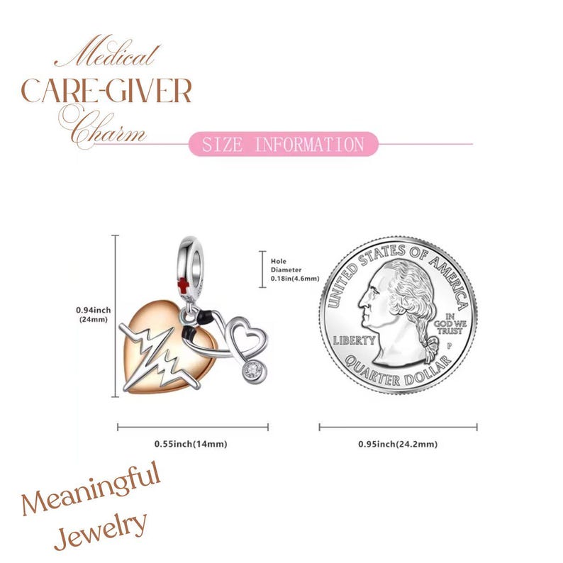 Medical Care-Giver Necklace, 20 inches - Silver - - LadybugfeetDesigns -