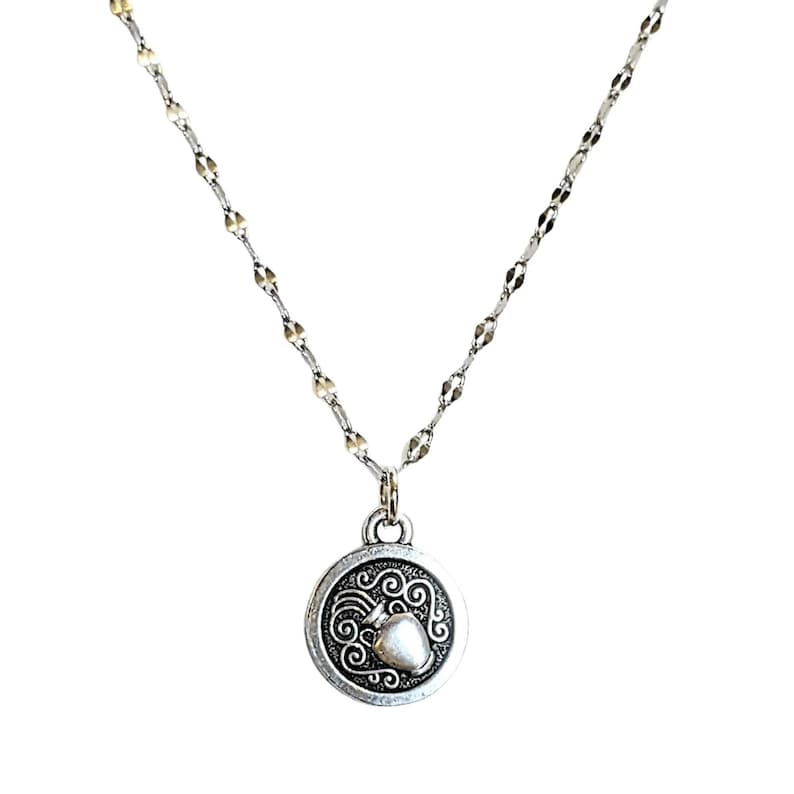 Double Sided Zodiac Coin Necklace, Silver - 24 inch - - LadybugfeetDesigns -