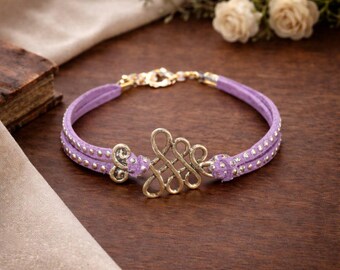 Unalome/Triple Infinity Beaded Suede Bracelet