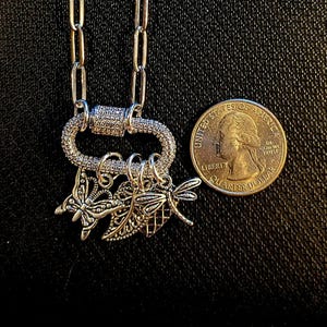 Nature & Love Carabiner Necklace, Silver - 20 inch - - LadybugfeetDesigns -