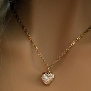 Sparkly Melting Heart necklace, Gold- 20 inch - - LadybugfeetDesigns -