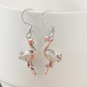 Rustic Flamingo Hook Earrings - - LadybugfeetDesigns -