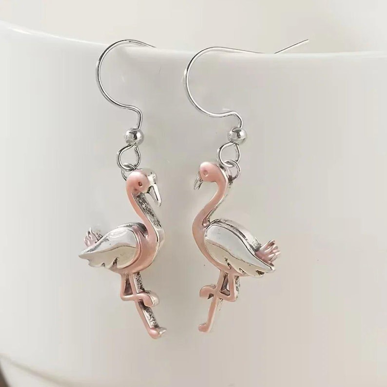 Rustic Flamingo Hook Earrings - - LadybugfeetDesigns -