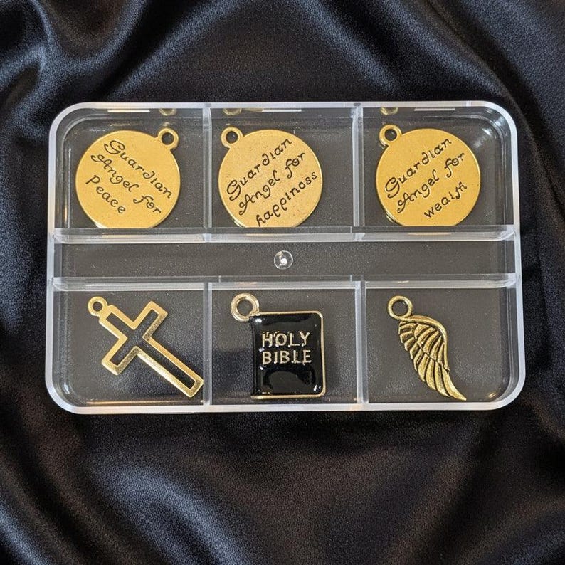 Guardian Angels Mini Charm Box - 6 pc., Gold - - LadybugfeetDesigns -