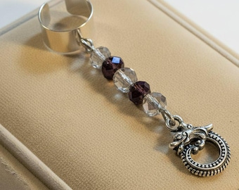 Silver Dragon Crystal Ear Cuff