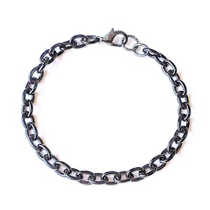 Black Stainless Steel Oval Link Charm Bracelet Base - D.i.y. - Build Your Charm Bracelet! - - LadybugfeetDesigns -