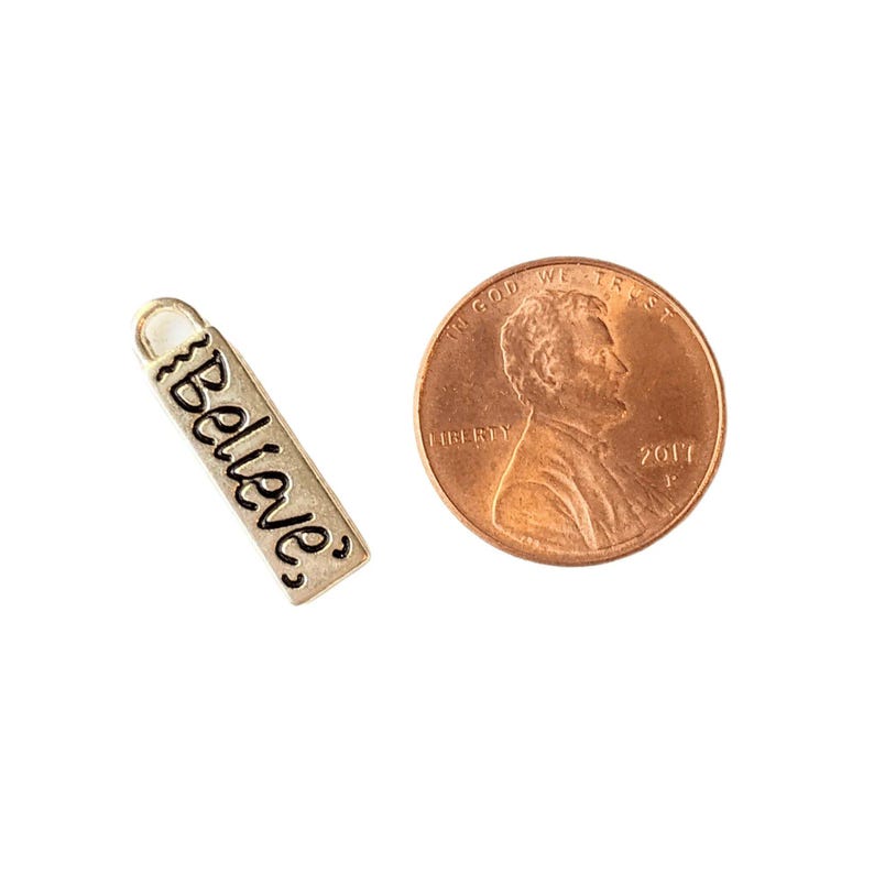 Silver Believe Tag Charm II - - LadybugfeetDesigns -