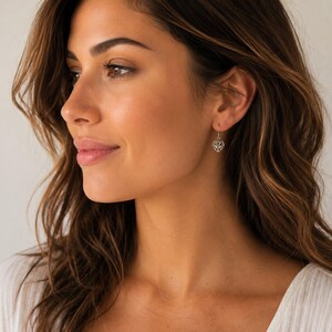 Puffy Heart Filigree Dangle earrings - - LadybugfeetDesigns -
