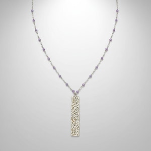 Silver Tag Crystal Bead Necklace, 20 inch - - LadybugfeetDesigns -