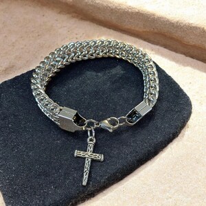 Men's Stainless Steel Cross bracelet II - - LadybugfeetDesigns -