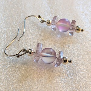 Amethyst/Purple Mermaid Glass Beaded Hook Earrings - - LadybugfeetDesigns -