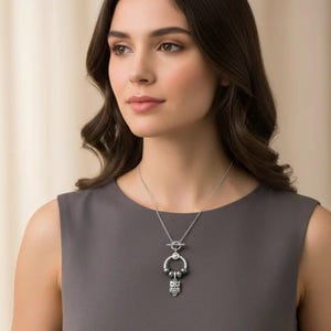 Pretty Owl Sterling Silver Toggle Charm Necklace, 20 inches - - LadybugfeetDesigns -