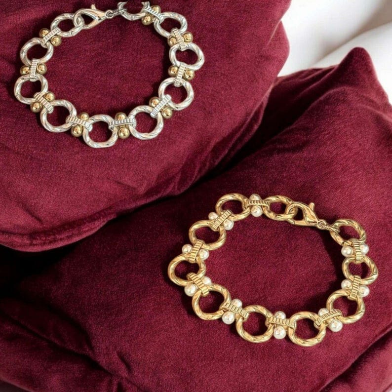 Chunky Two-Tone Chain Bracelet - - LadybugfeetDesigns -