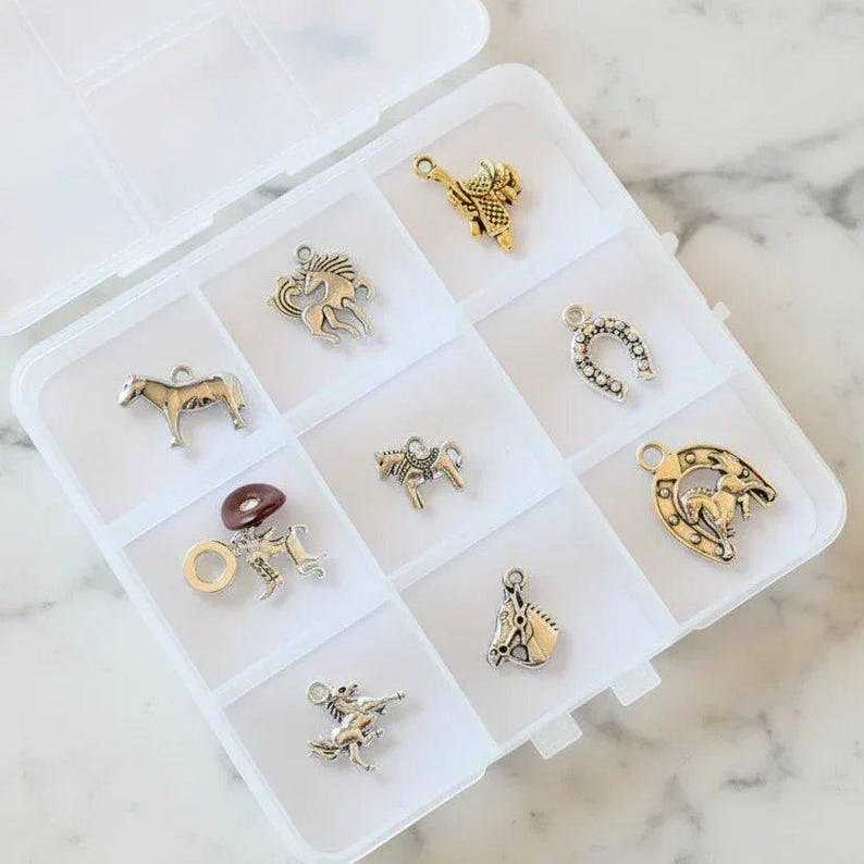 Horse Lover Charm Box - 9 pc., Silver - - LadybugfeetDesigns -