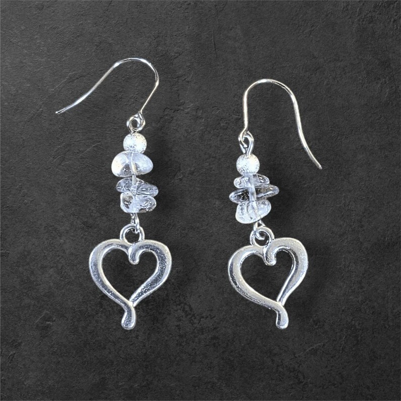 Ametrine Heart dangle earrings, silver - - LadybugfeetDesigns -