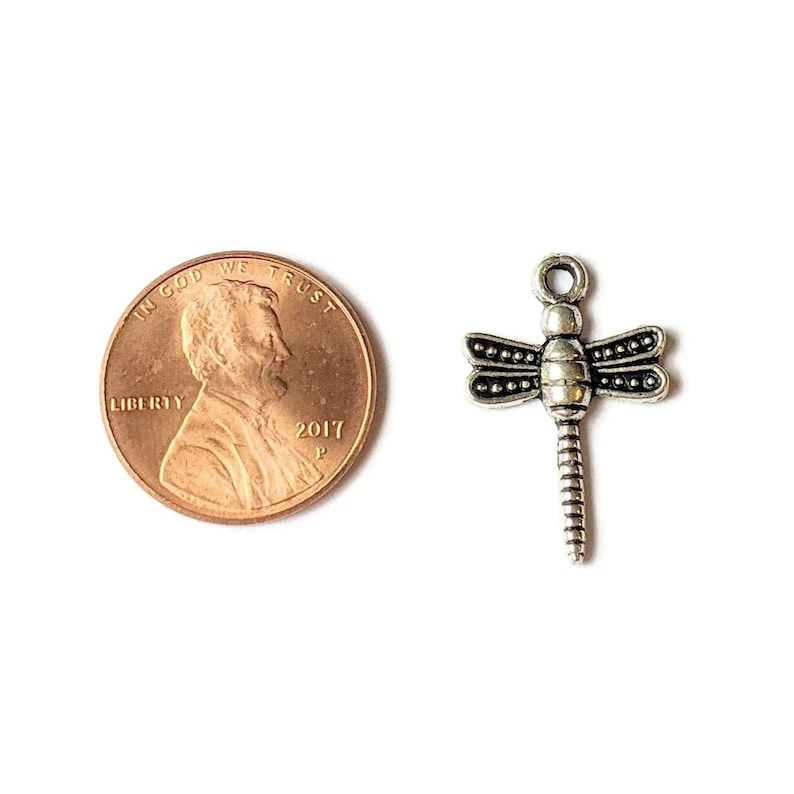 Silver Dragonfly Charm - - LadybugfeetDesigns -