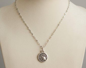 Doppelseitige Sternzeichen-Halskette, Silber - 60 cm