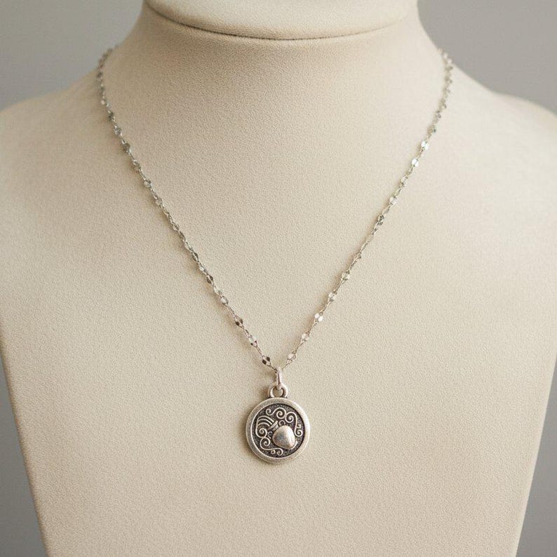 Double Sided Zodiac Coin Necklace, Silver - 24 inch - - LadybugfeetDesigns -