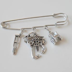 PT - Physical Therapist Safety Pin Brooch, Purse Charm - - LadybugfeetDesigns -