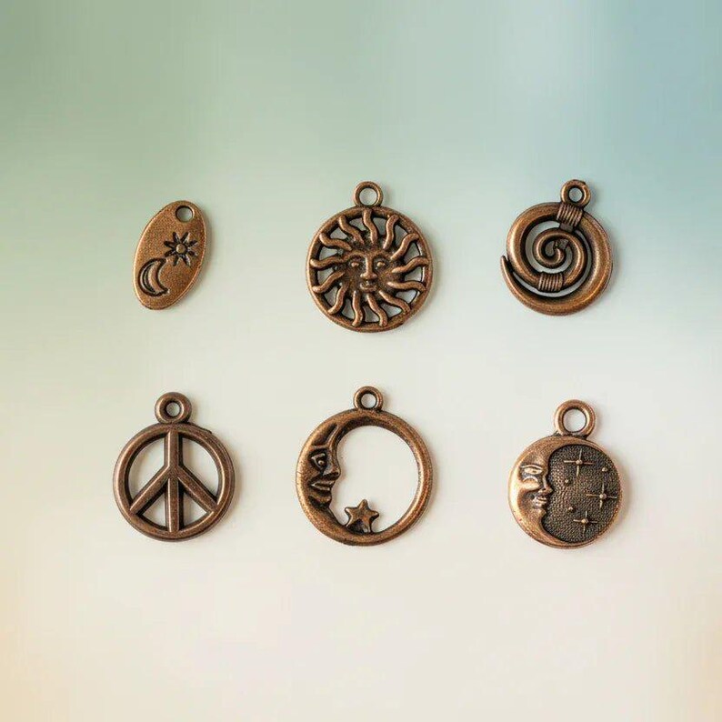 Celestial Mini Charm Box - 6 pc., Rose-Gold/Copper - - LadybugfeetDesigns -