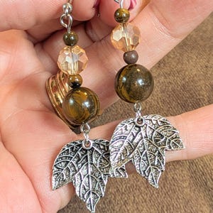 Maple Leaf Crystal Hook Earrings, Silver - - LadybugfeetDesigns -