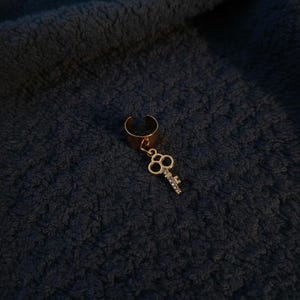 CZ Key Ear Cuff, Gold - - LadybugfeetDesigns -