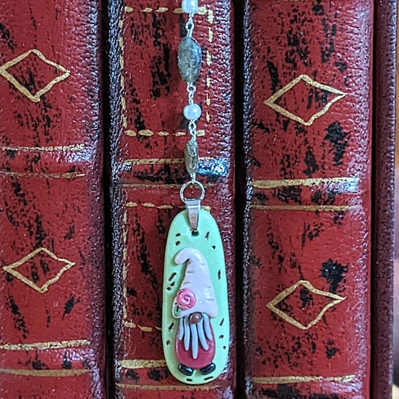 Gnome Labradorite Bead Bookmark - - LadybugfeetDesigns -