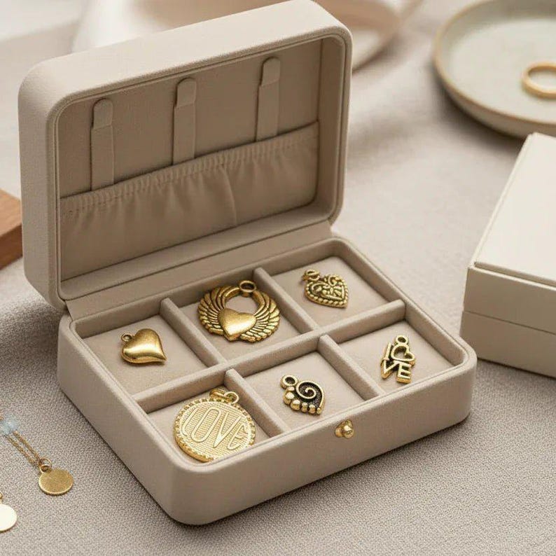 Love Mini Charm Box - 6 pc., Gold - - LadybugfeetDesigns -