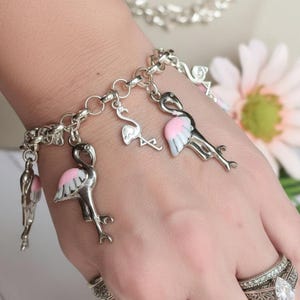 Flamingo Charm Bracelet II - - LadybugfeetDesigns -