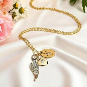 Forever in my Heart Memory necklace, Gold - 20 inch - - LadybugfeetDesigns -