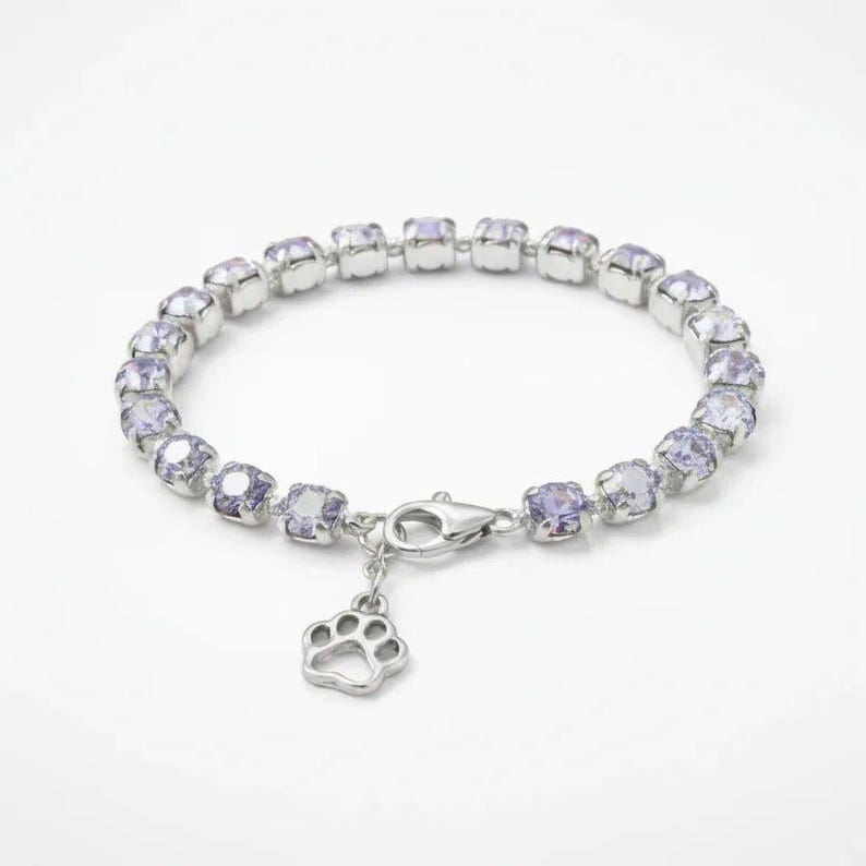 Dog/Cat Paw Faceted Crystal Bracelet - - LadybugfeetDesigns -
