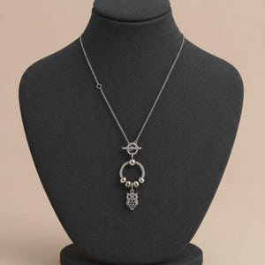 Pretty Owl Sterling Silver Toggle Charm Necklace, 20 inches - - LadybugfeetDesigns -