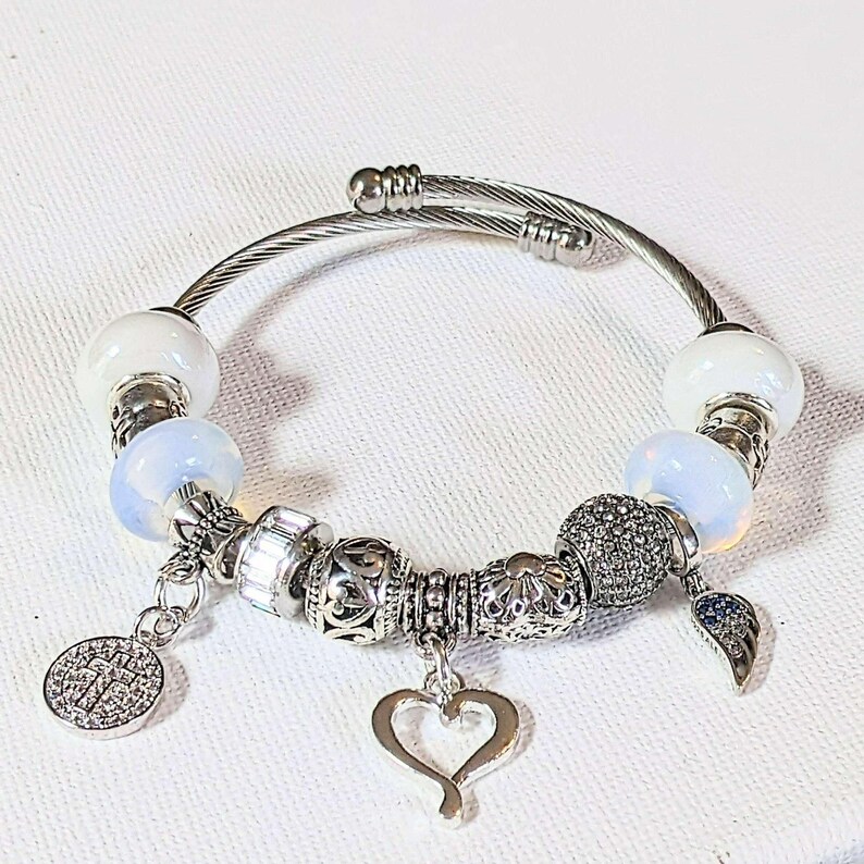 Easy Wrap Memorial Cuff Bracelet, Silver - - LadybugfeetDesigns -