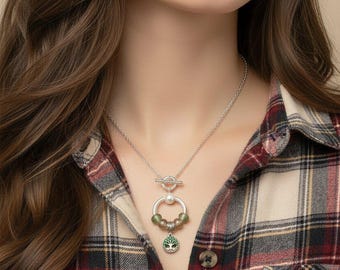 Tree of Life - Life Force Sterling Silver Toggle Charm Necklace, 20 inches