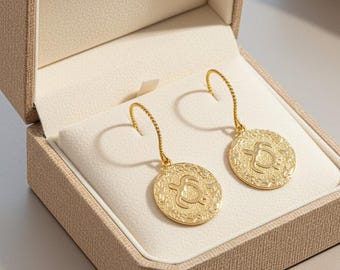Hawaiische Meeresschildkrötenohrringe, Gold