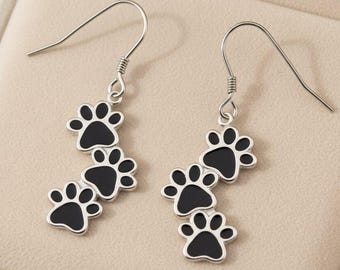 Dog Paws Enamel Earrings