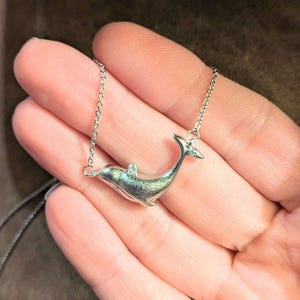 Whale Pendant charm necklace, Silver - 16 inch - - LadybugfeetDesigns -
