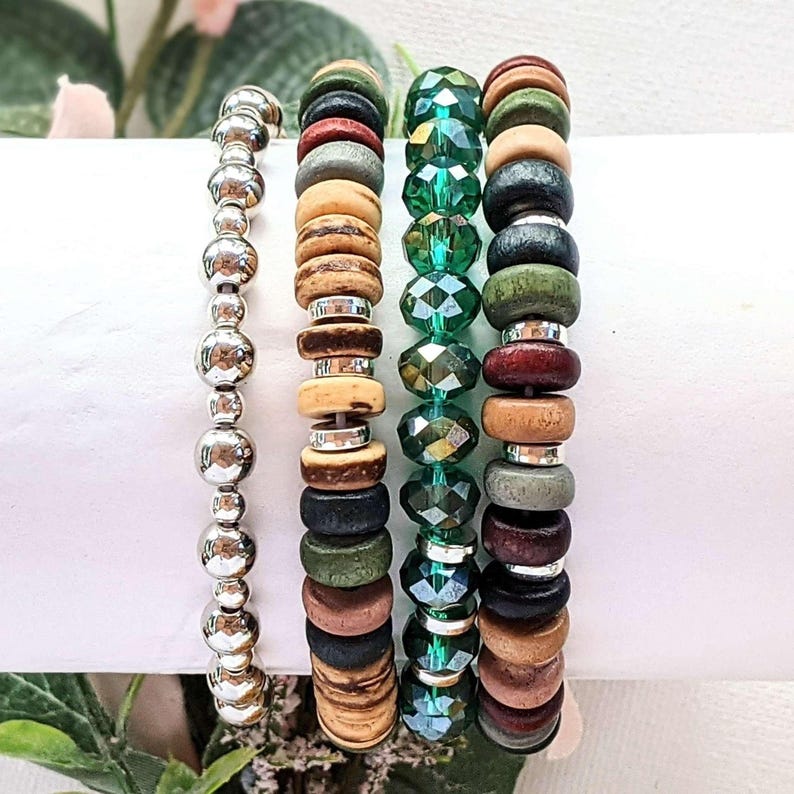 Multi Colored Stretch Bracelet Stack - - LadybugfeetDesigns -