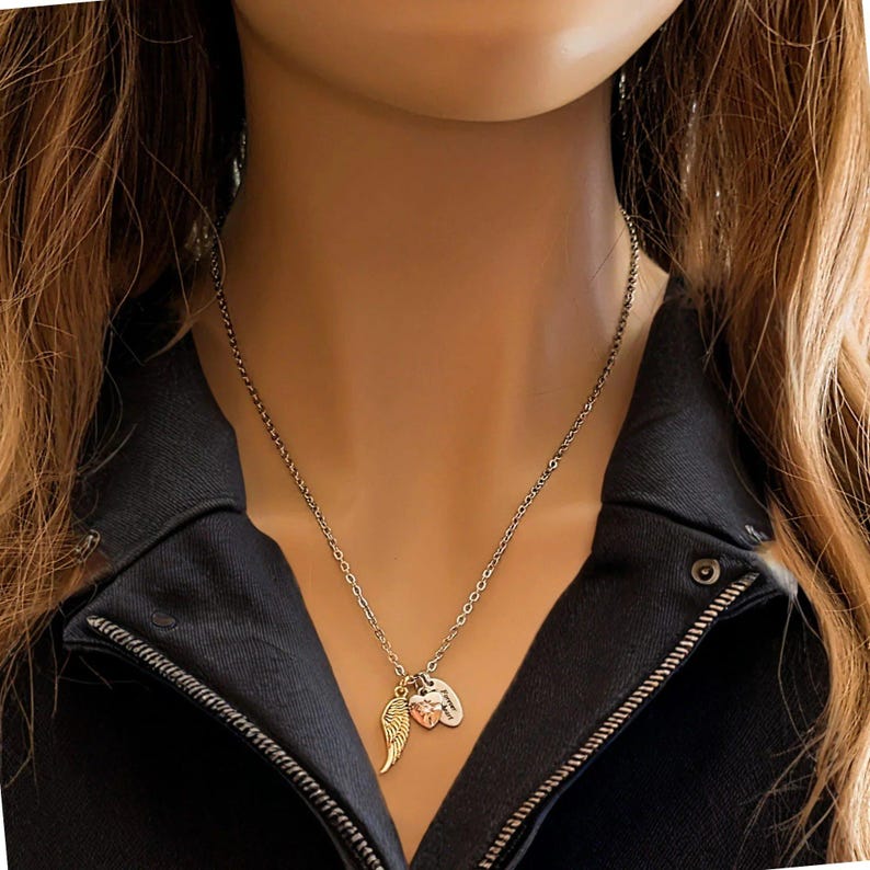 Forever in my Heart Memory necklace, Silver - 20 inch - - LadybugfeetDesigns -