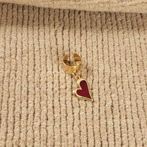 Enamel Heart Ear Cuff, Gold - - LadybugfeetDesigns -