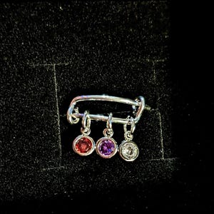 Mother's Birthstone Charm Ring, Adjustable .925 Sterling Silver - - LadybugfeetDesigns -