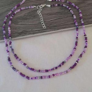 Purple Beaded Choker Necklace - 16 inch - - LadybugfeetDesigns -