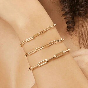Gold Smiley Stainless Steel Paperclip Chain Bracelet - - LadybugfeetDesigns -