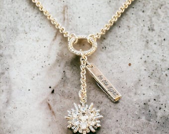 Be the Light CZ Starburst Charm Keeper Necklace - 18-24 inch