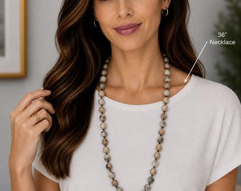 Metallic Druzy Semi-Precious Gemstone Necklace- 36 inch