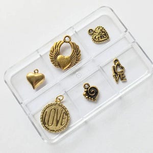 Love Mini Charm Box - 6 pc., Gold - - LadybugfeetDesigns -