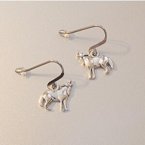 Howling Wolf Hook Earrings, Silver - - LadybugfeetDesigns -