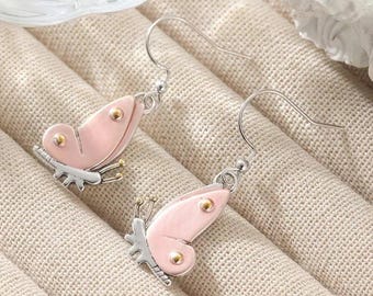 Rustic Butterfly Hook Earrings, Silver