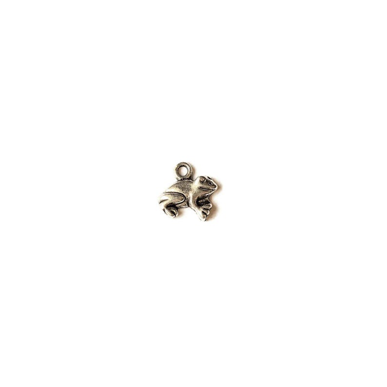 Silver Tiny Frog Charm - - LadybugfeetDesigns -