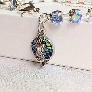 Mermaid Faceted Crystal Bracelet, Silver - - LadybugfeetDesigns -